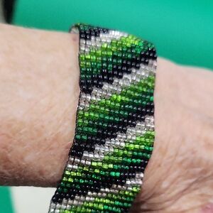 Green and Black Beaded Bracelet